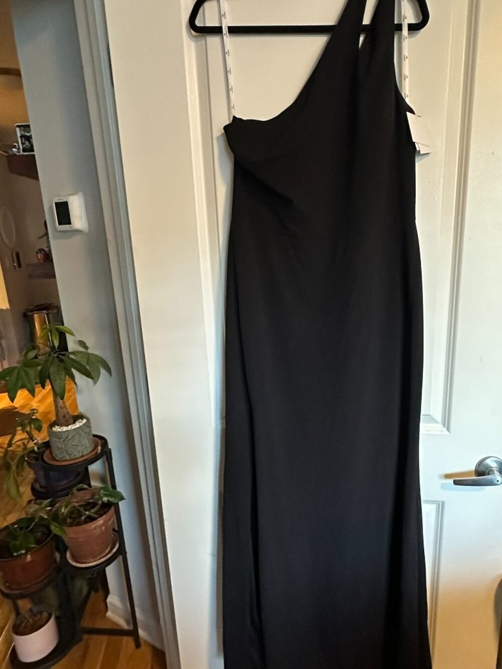 DB Studio One Shoulder Crepe Gown